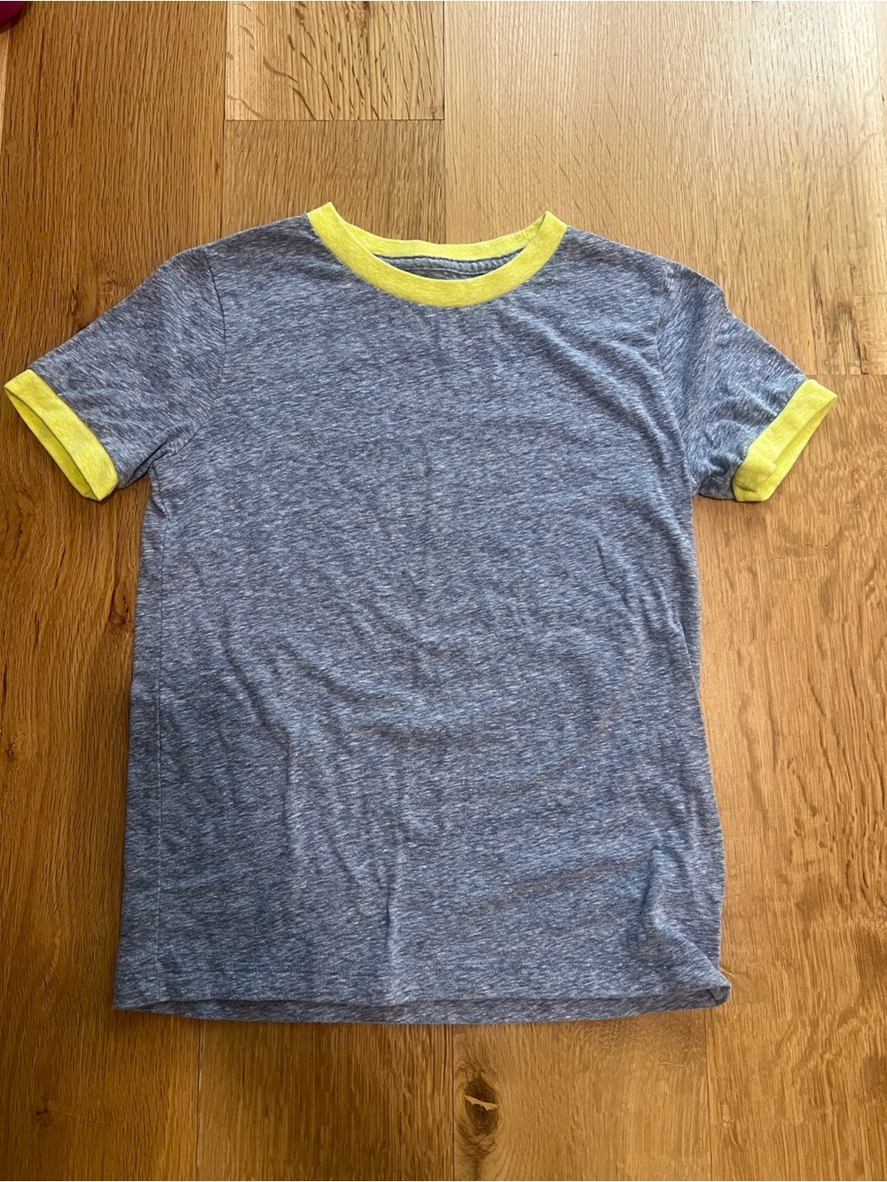 Boys Crewcuts Heather Blue Ringer Tee with Yellow Trim